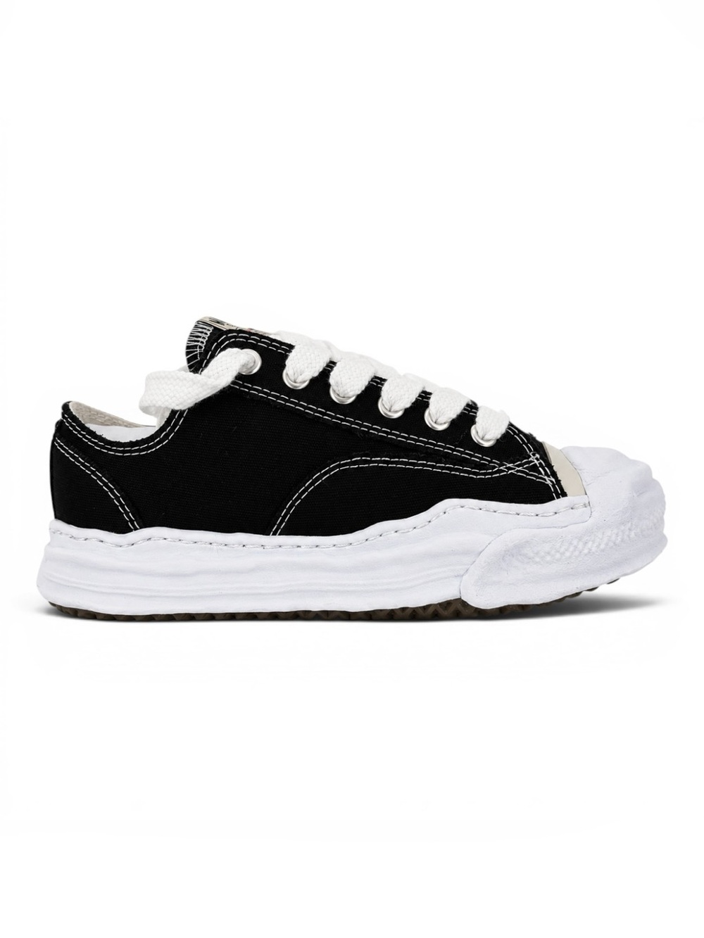 Miharayasuhiro Black and White Low-Top Canvas Sneakers